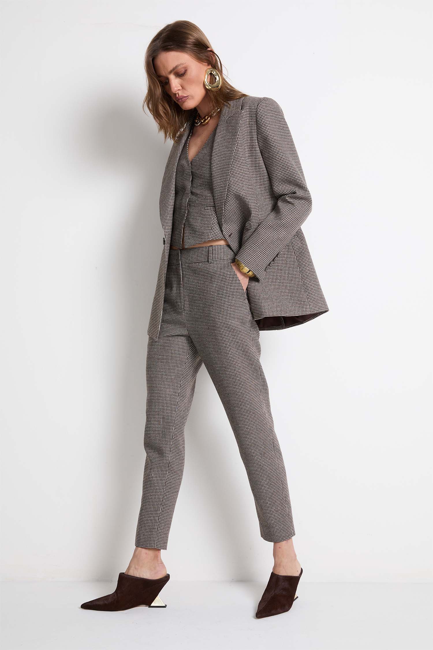 Blazer Alfaiataria Pied De Poule