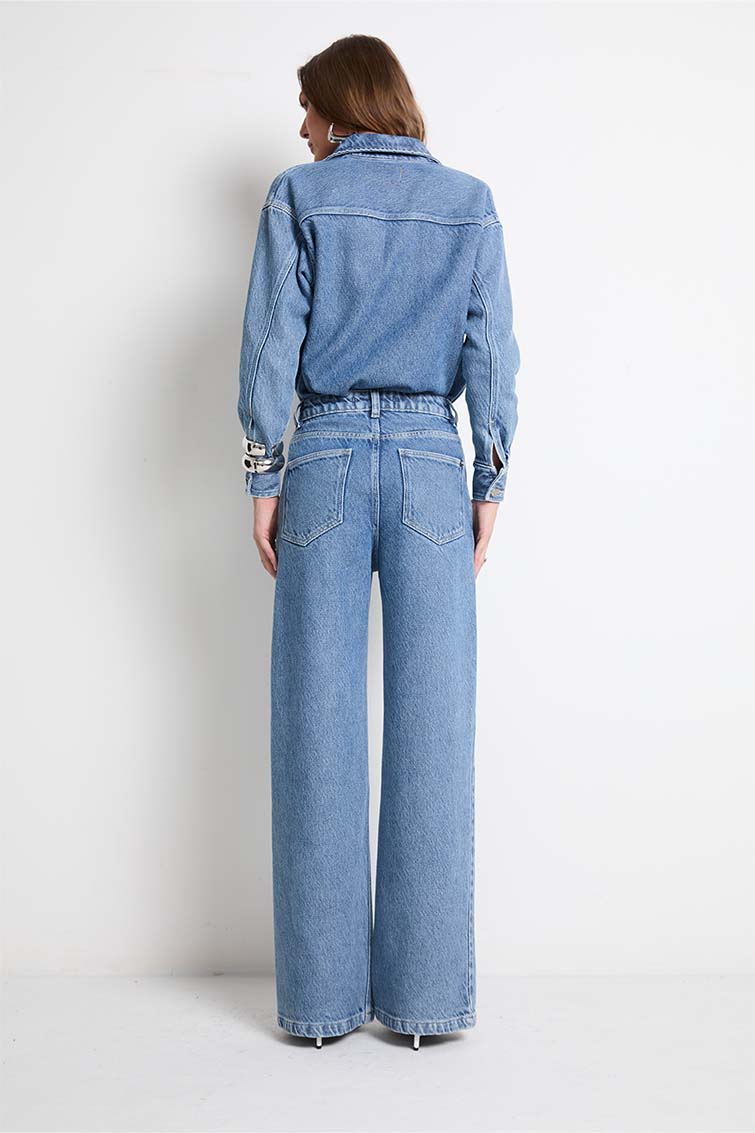 Calça Wide Leg Pietro Denim Lavagem Média