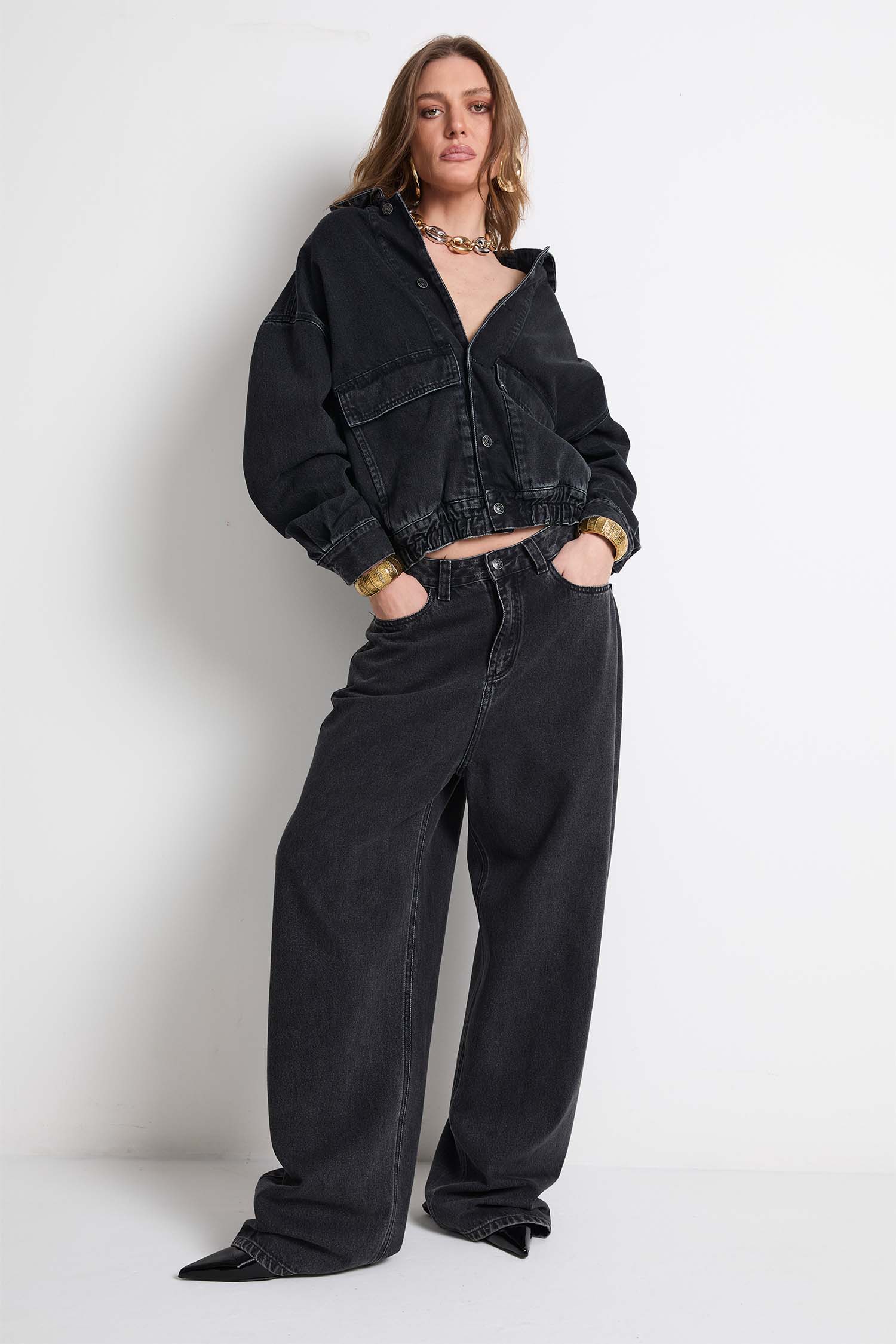 Jaqueta Bomber Black Denim