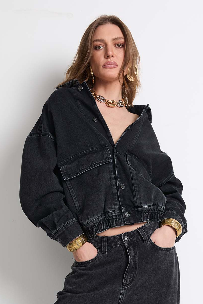 Jaqueta Bomber Black Denim