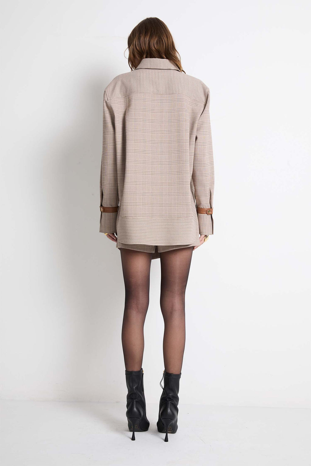 Camisa Oversized Xadrez BEGE