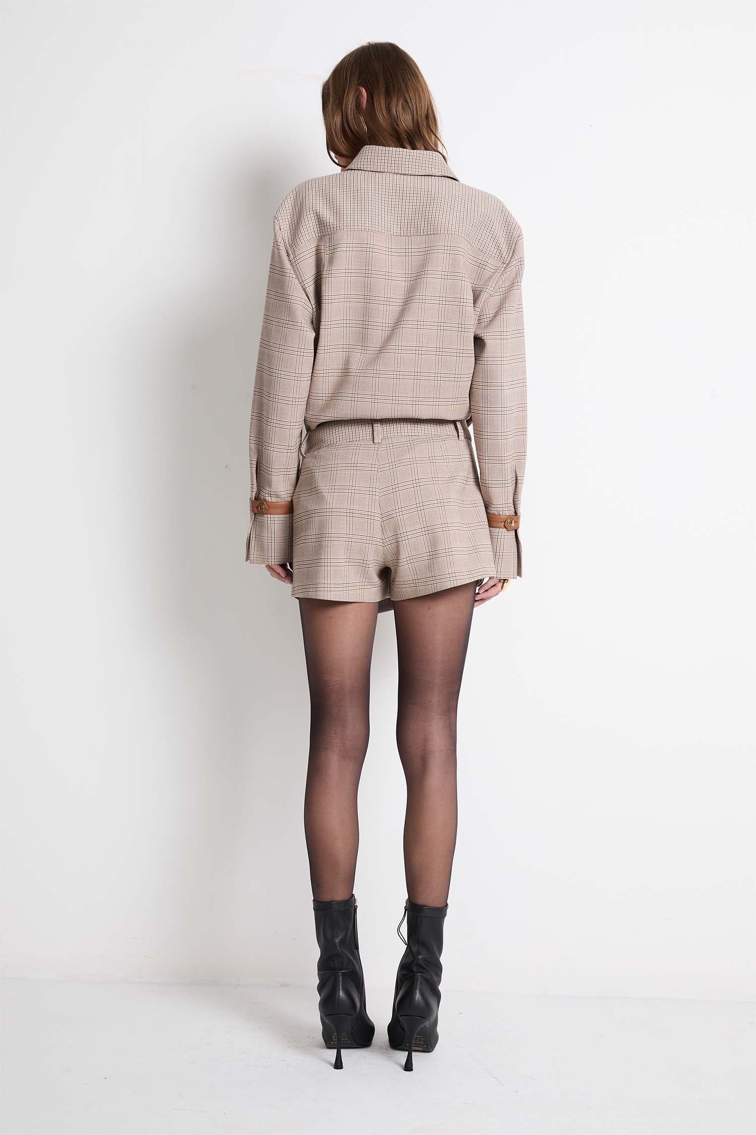Camisa Oversized Xadrez BEGE