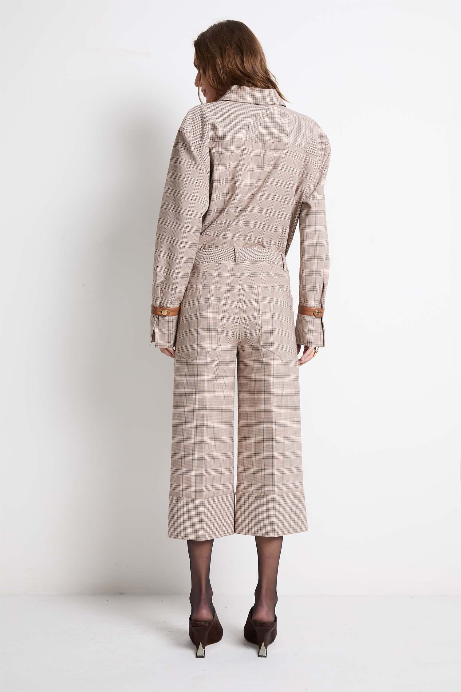 Camisa Oversized Xadrez BEGE