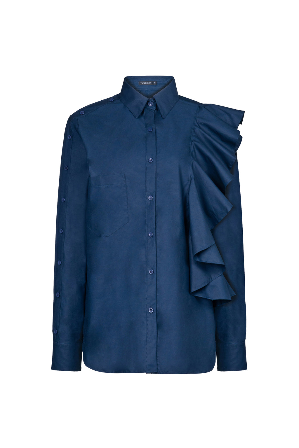 Camisa Botões Babados Tricoline