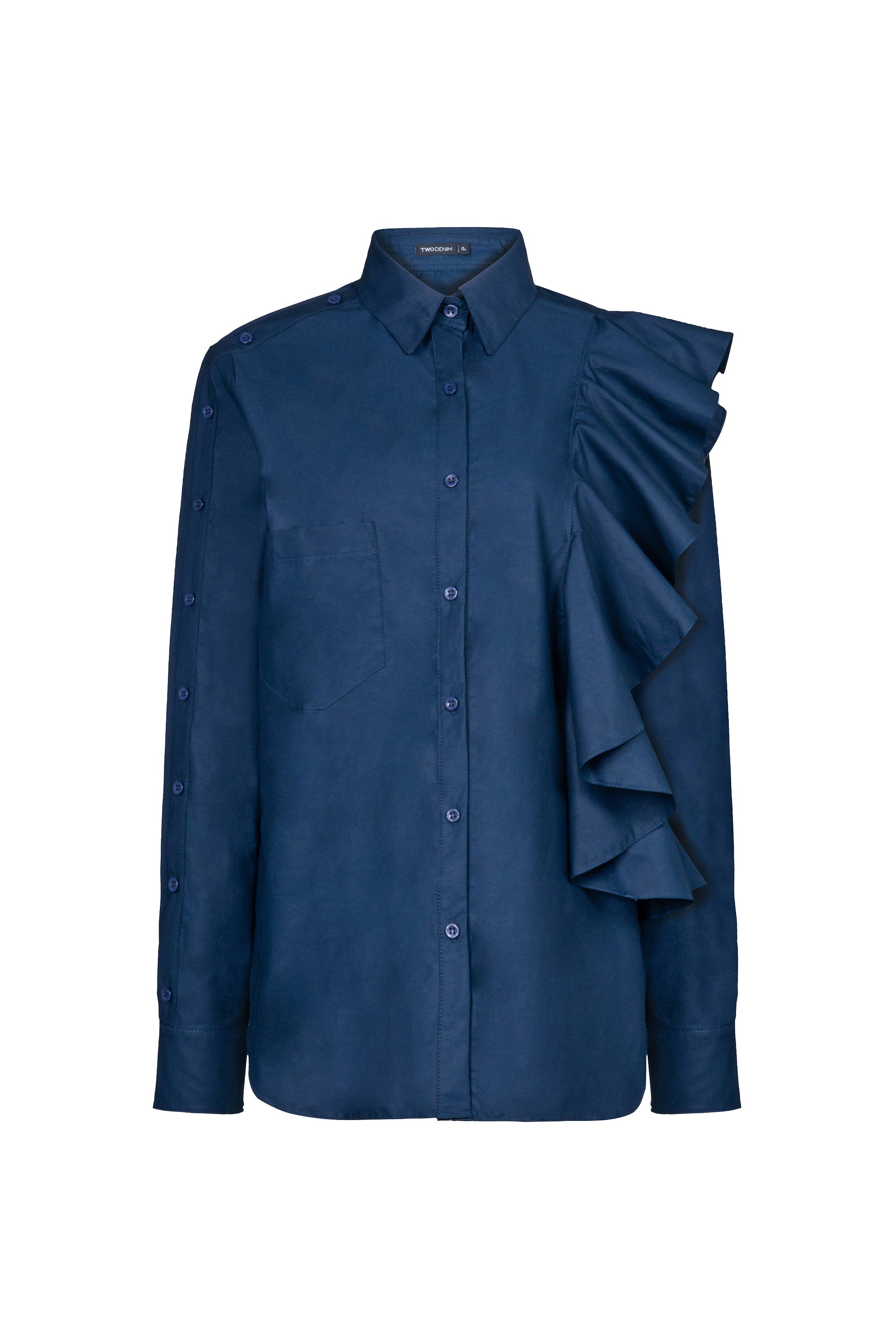 Camisa Botões Babados Tricoline