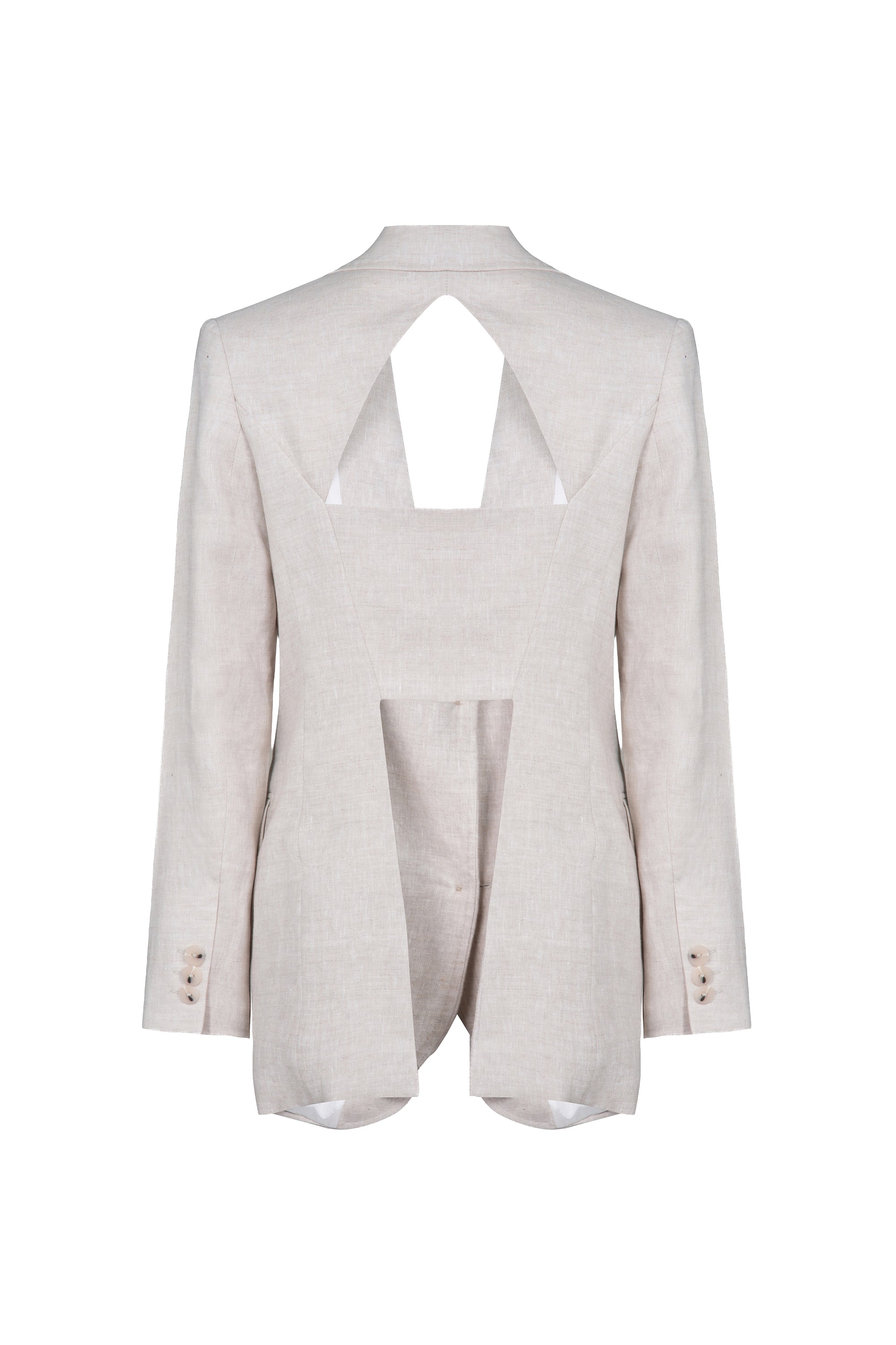 Blazer Com Recorte Traseiros Linho