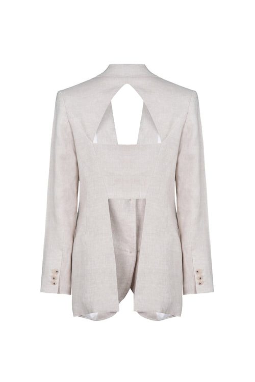 Blazer Com Recorte Traseiros Linho