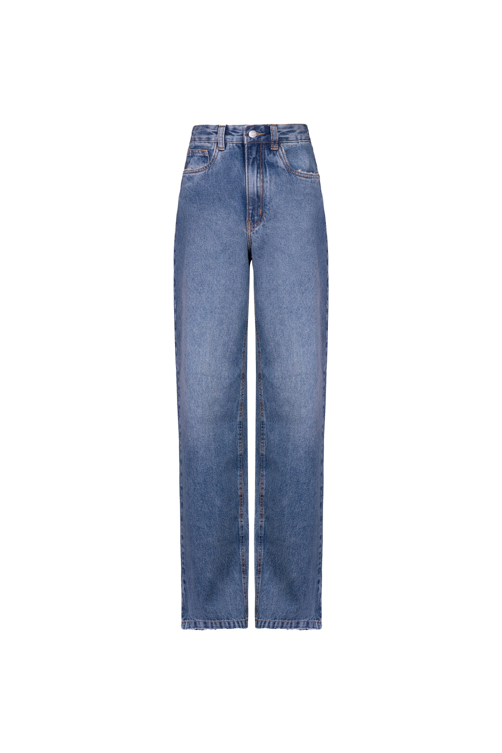 Calça Wide Leg Denim Lavagem Média