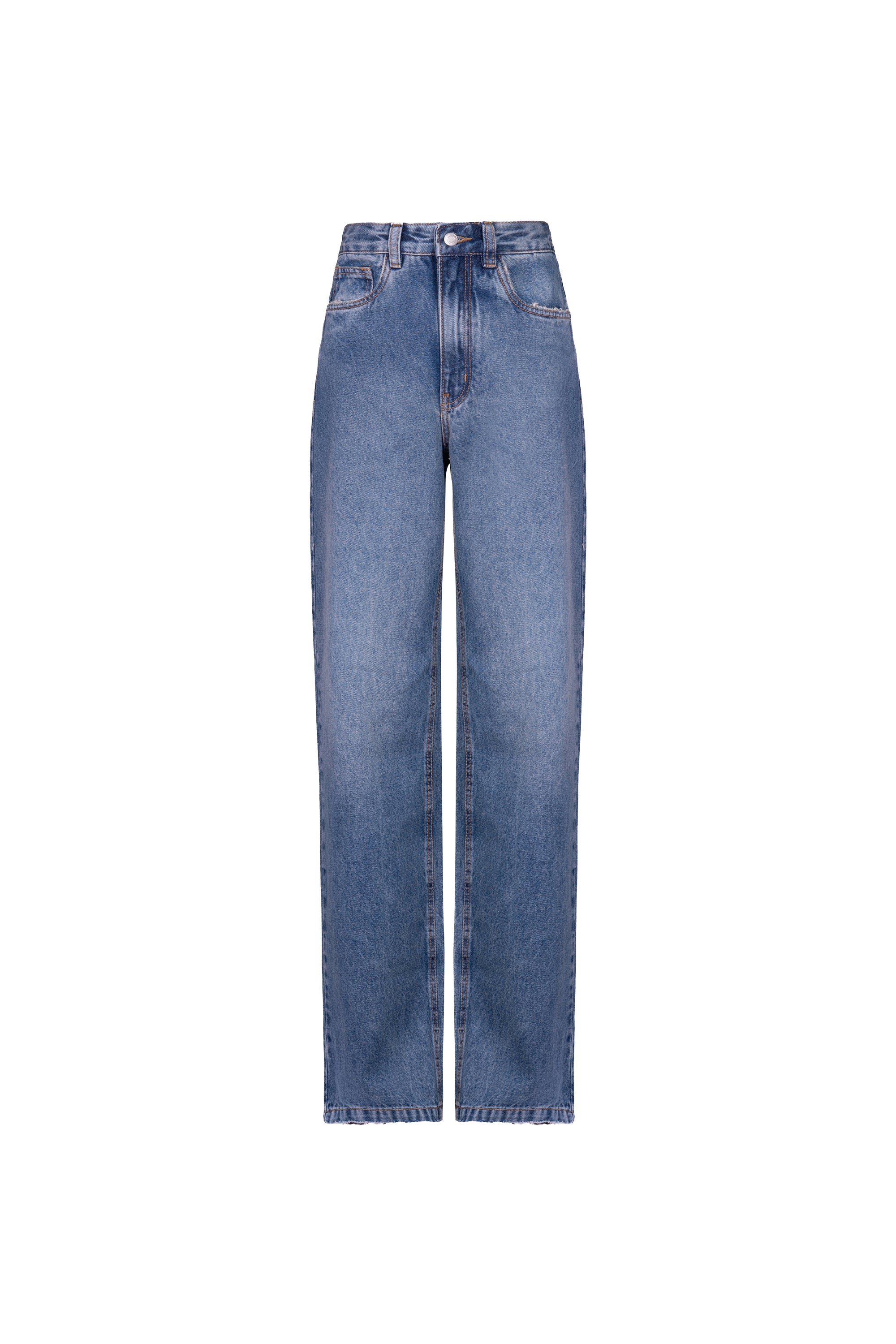 Calça Wide Leg Denim Lavagem Média