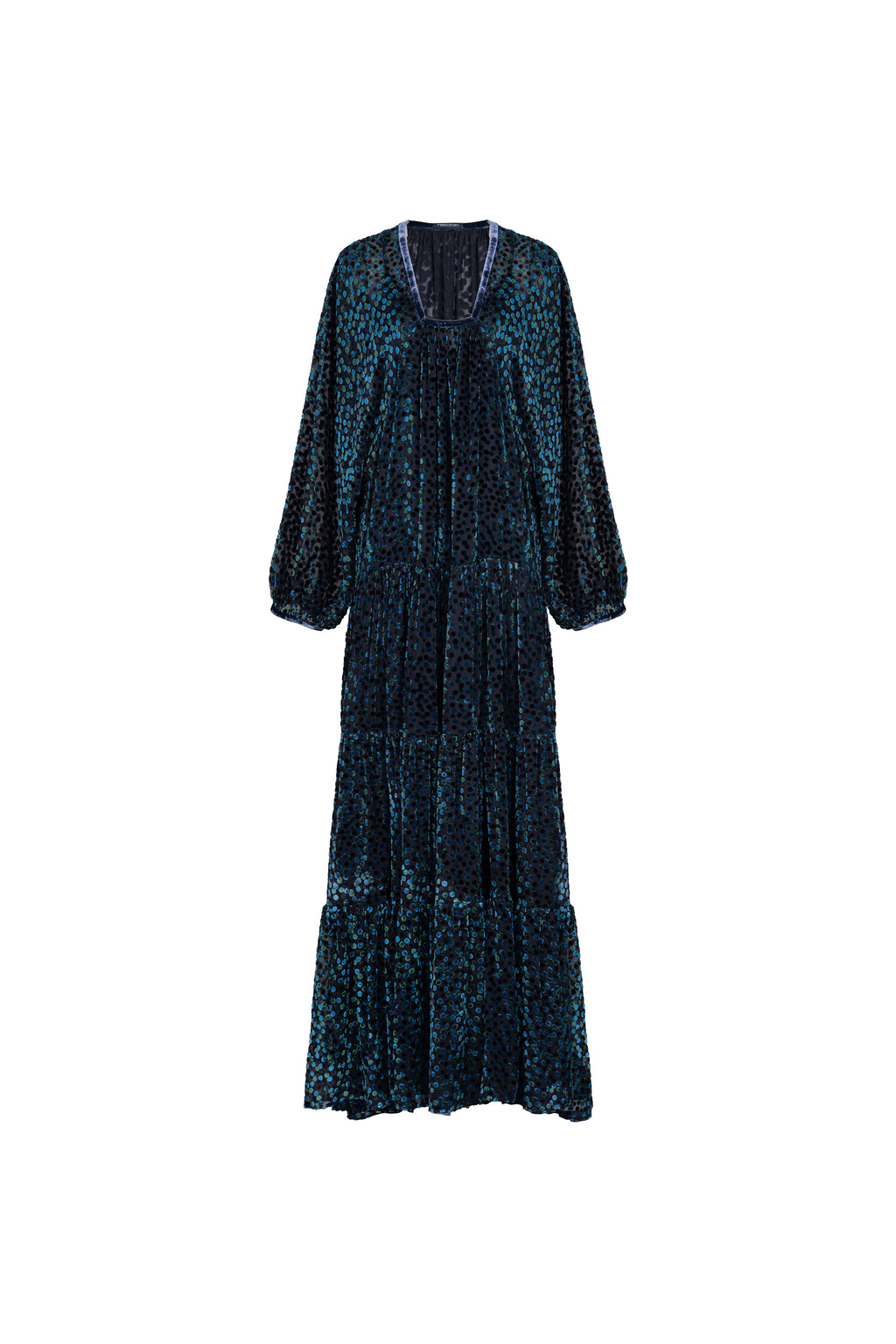 Vestido Longo Devoré com Combinação