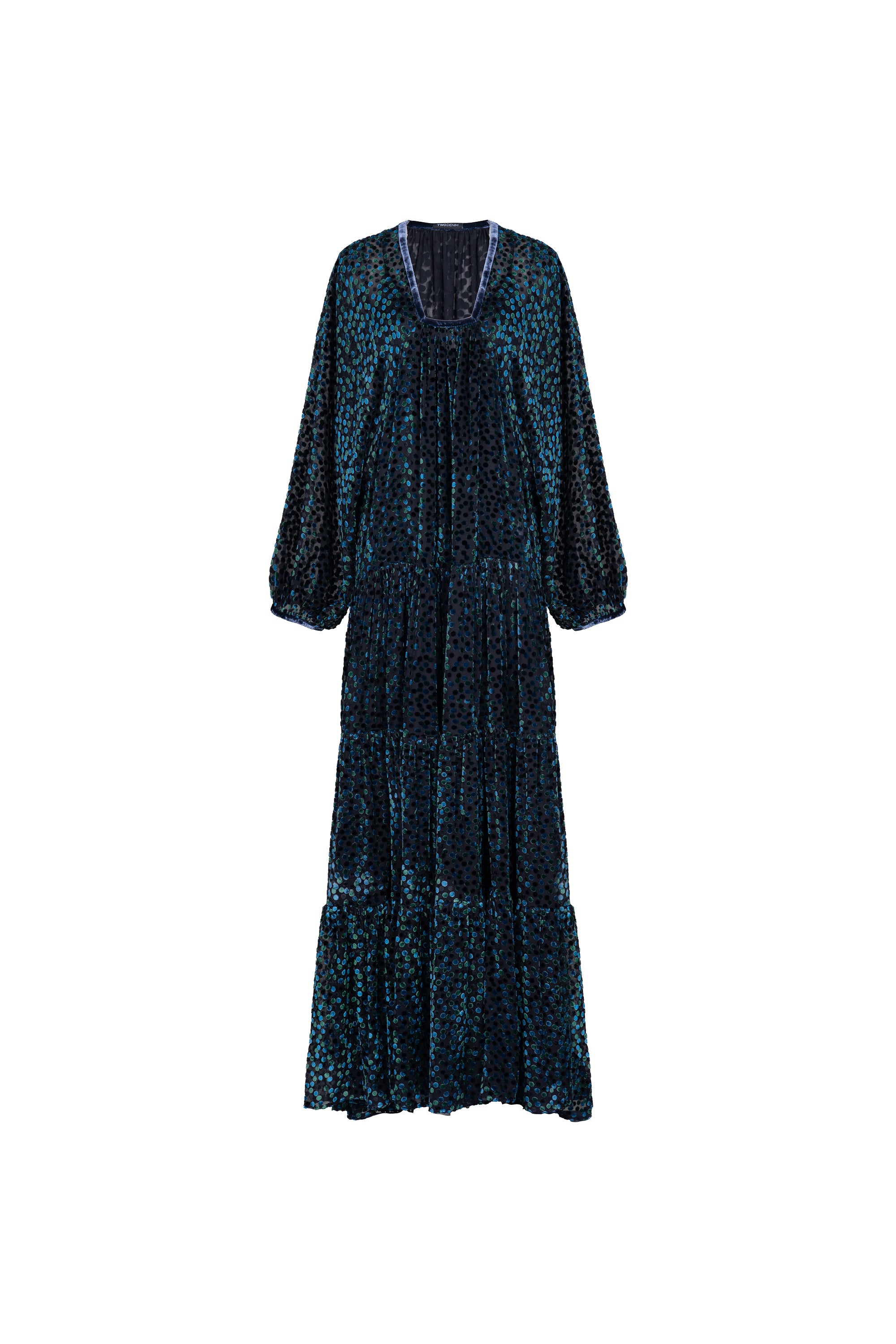 Vestido Longo Devoré com Combinação