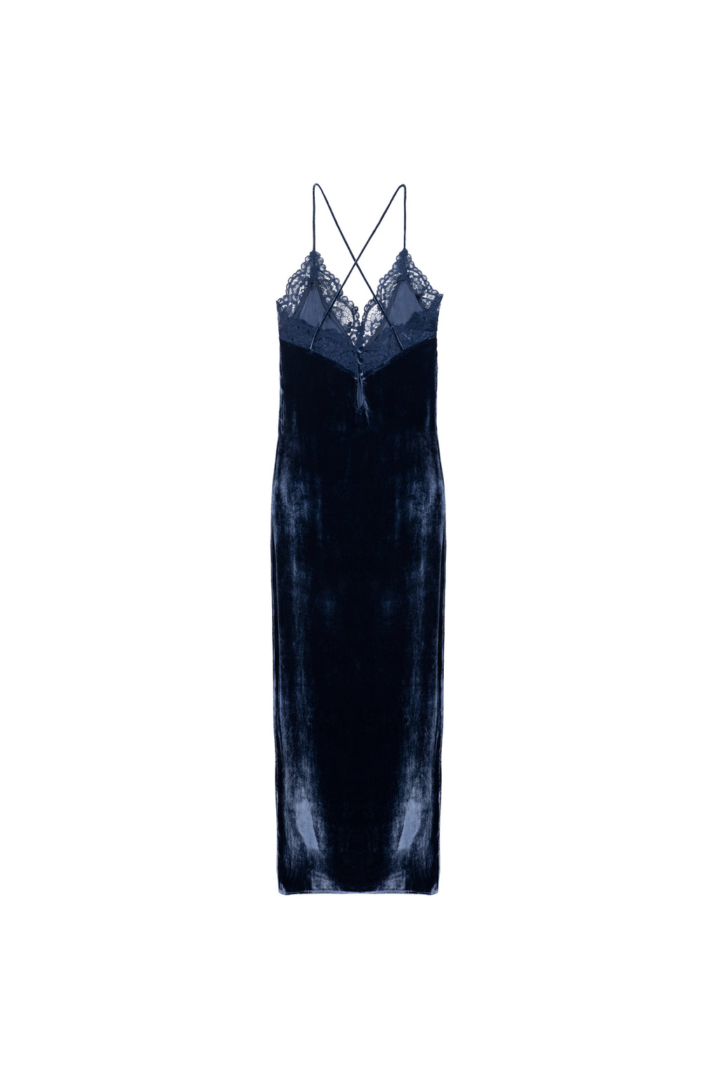 Vestido Midi Veludo Com Renda