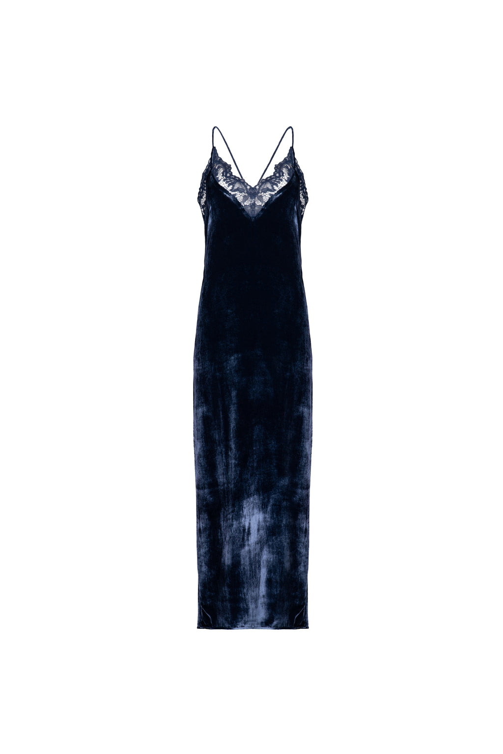 Vestido Midi Veludo Com Renda
