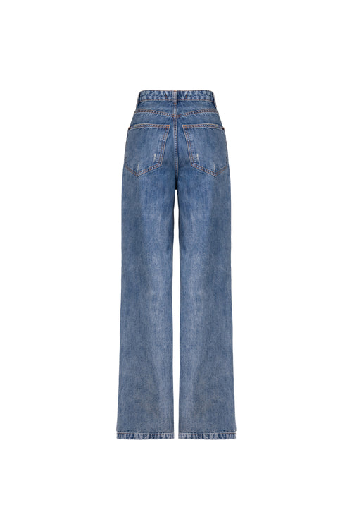Calça Biker Denim Lavagem Média