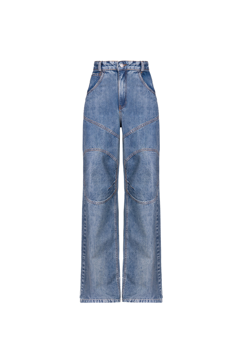 Calça Biker Denim Lavagem Média