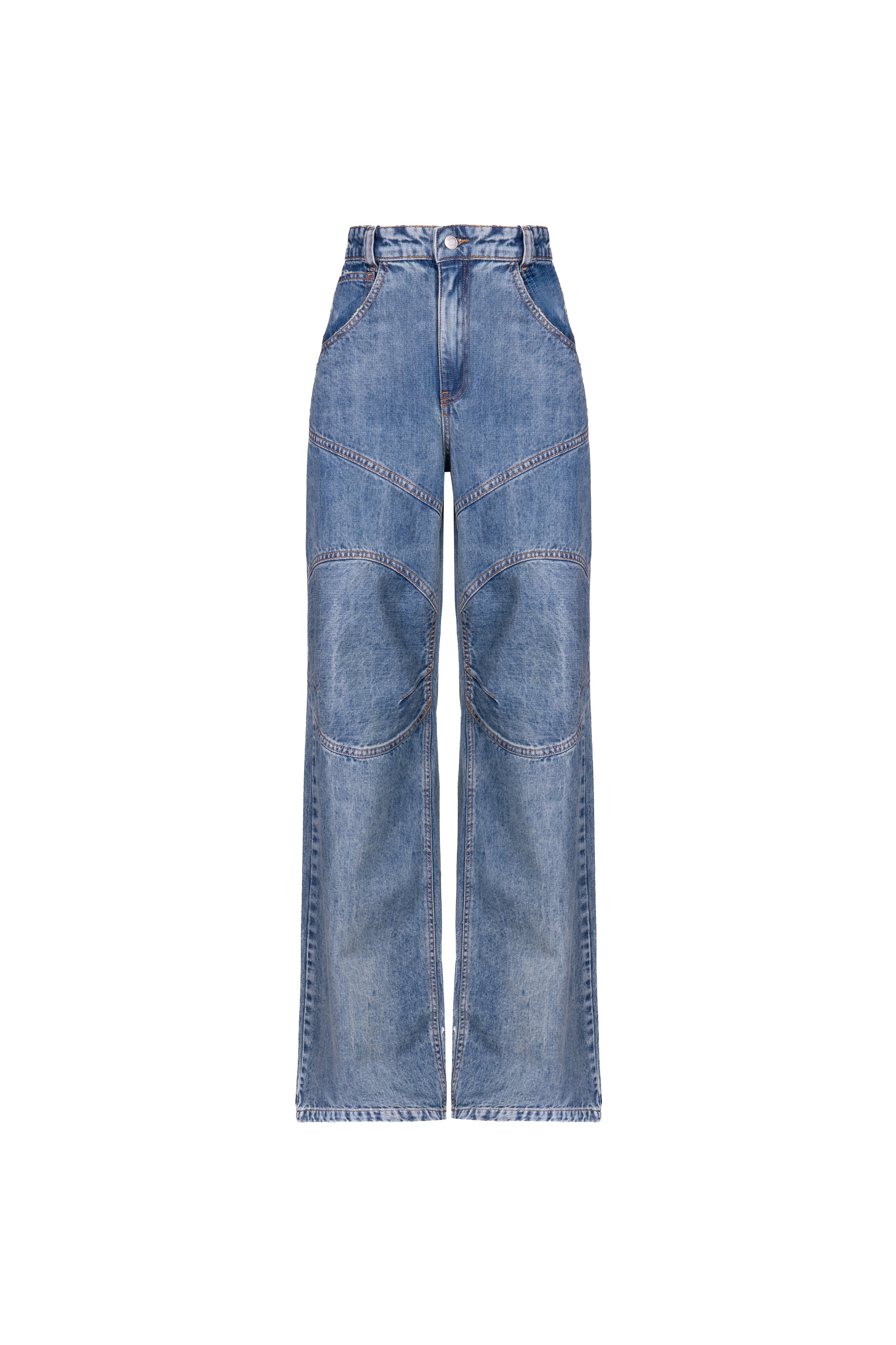 Calça Biker Denim Lavagem Média