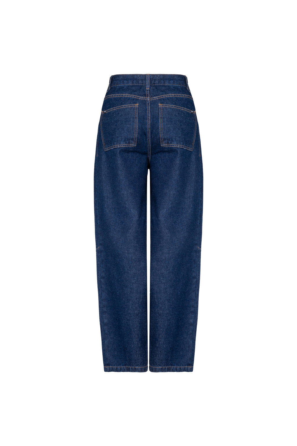 Calça Barrel Raw Denim Lavagem Escura