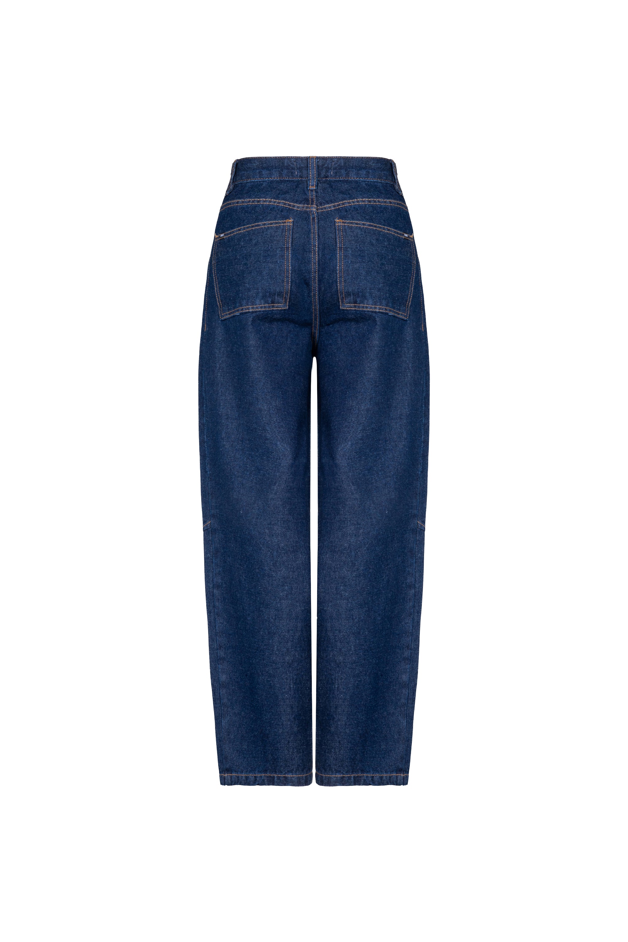 Calça Barrel Raw Denim Lavagem Escura