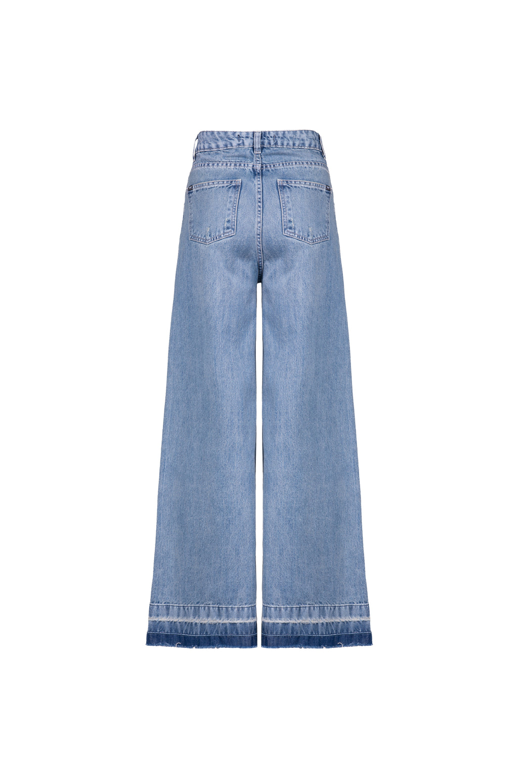 Calça Pantalona Barra Desfeita Denim
