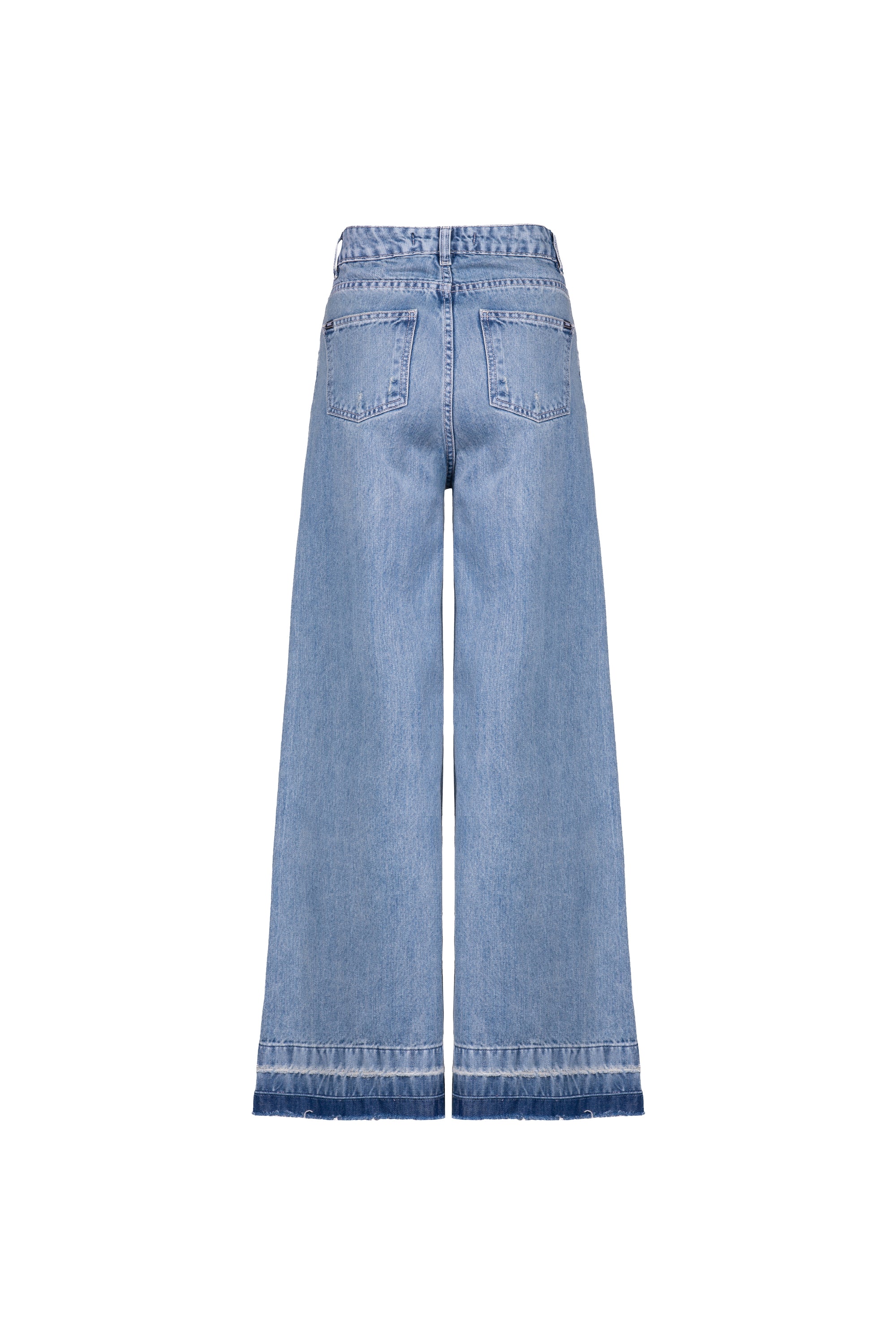 Calça Pantalona Barra Desfeita Denim