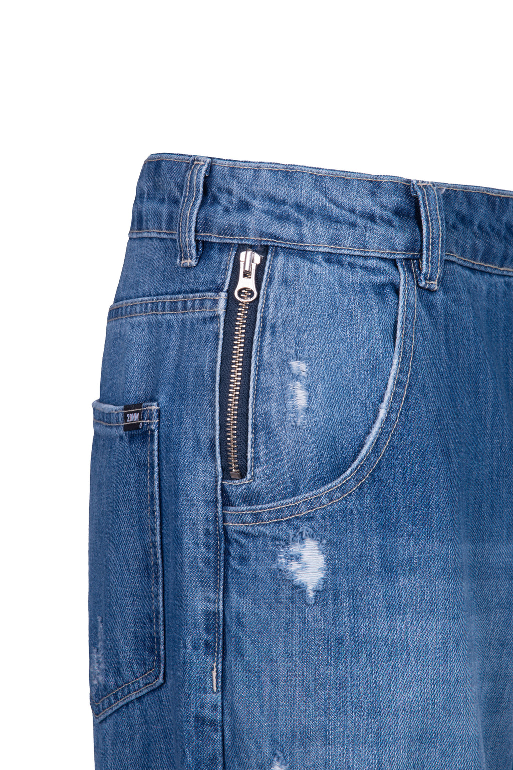 Calça Com Ziper No Bolso Denim