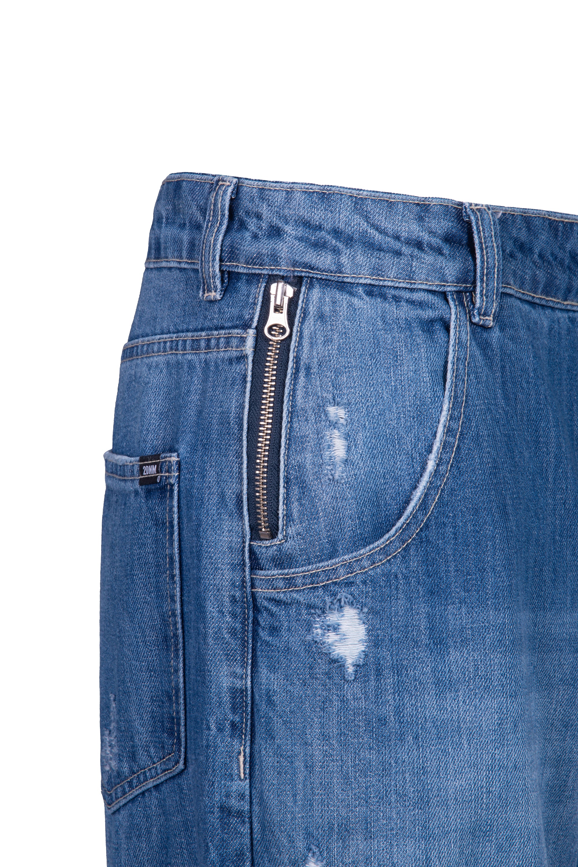 Calça Com Ziper No Bolso Denim