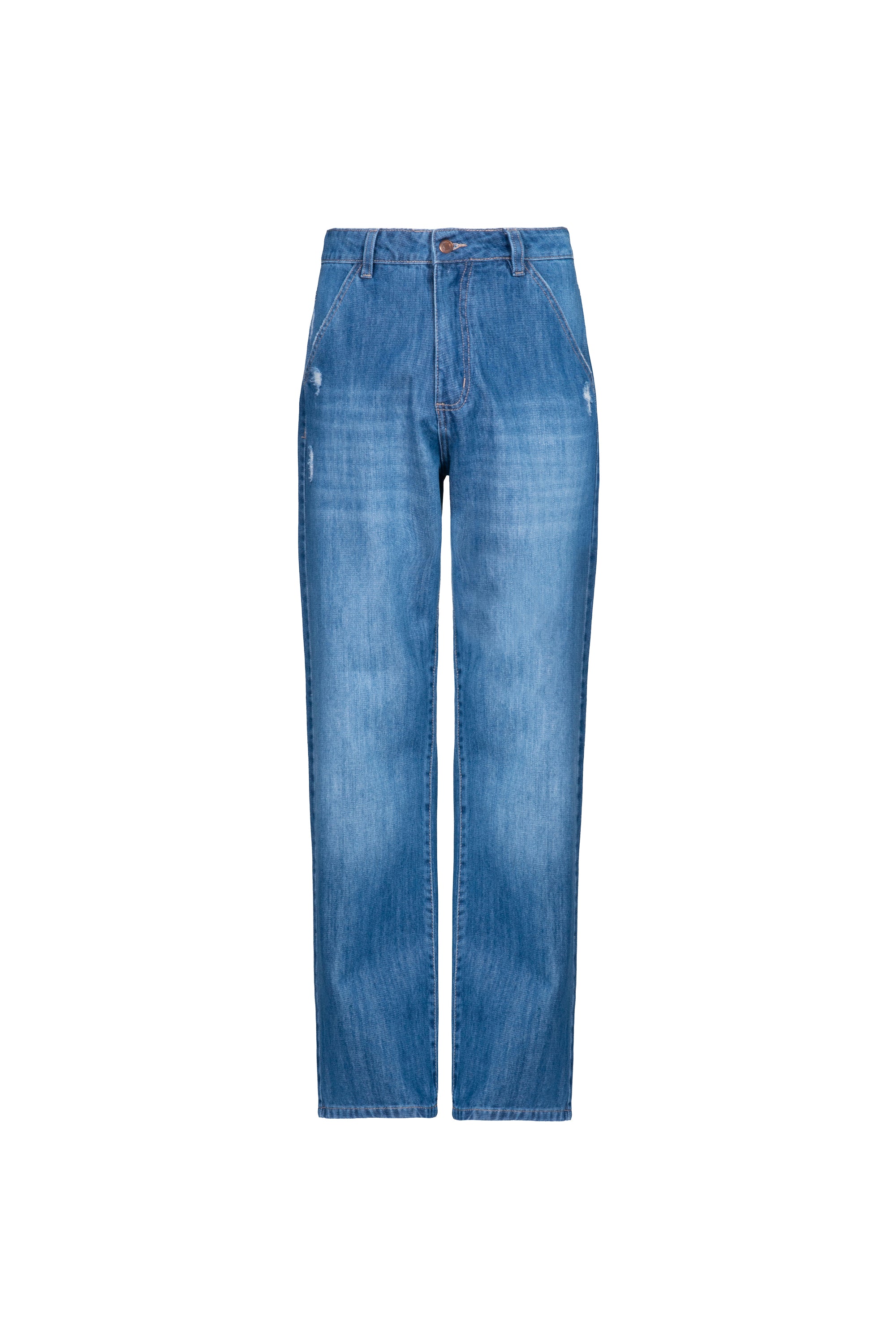 Calça Reta Com Bolso Faca Denim