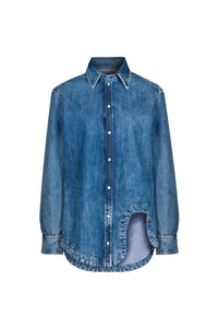 Camisa Recorte Frontal Denim