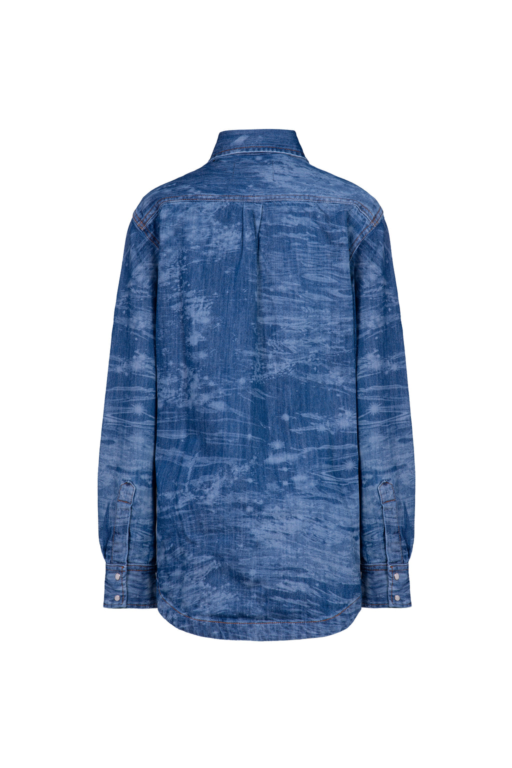Camisa Laser Ondas Denim Lavagem Média