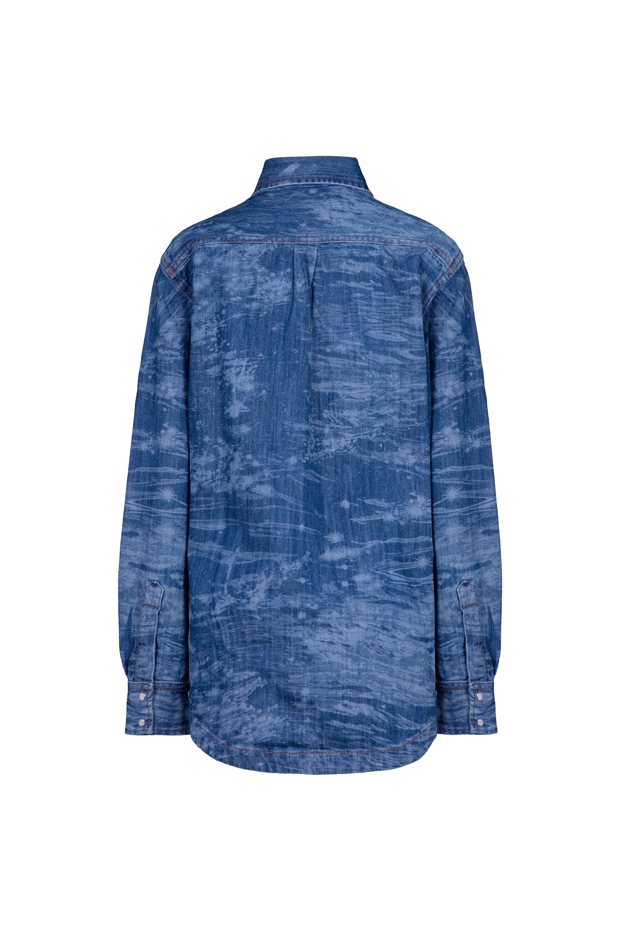 Camisa Laser Ondas Denim Lavagem Média