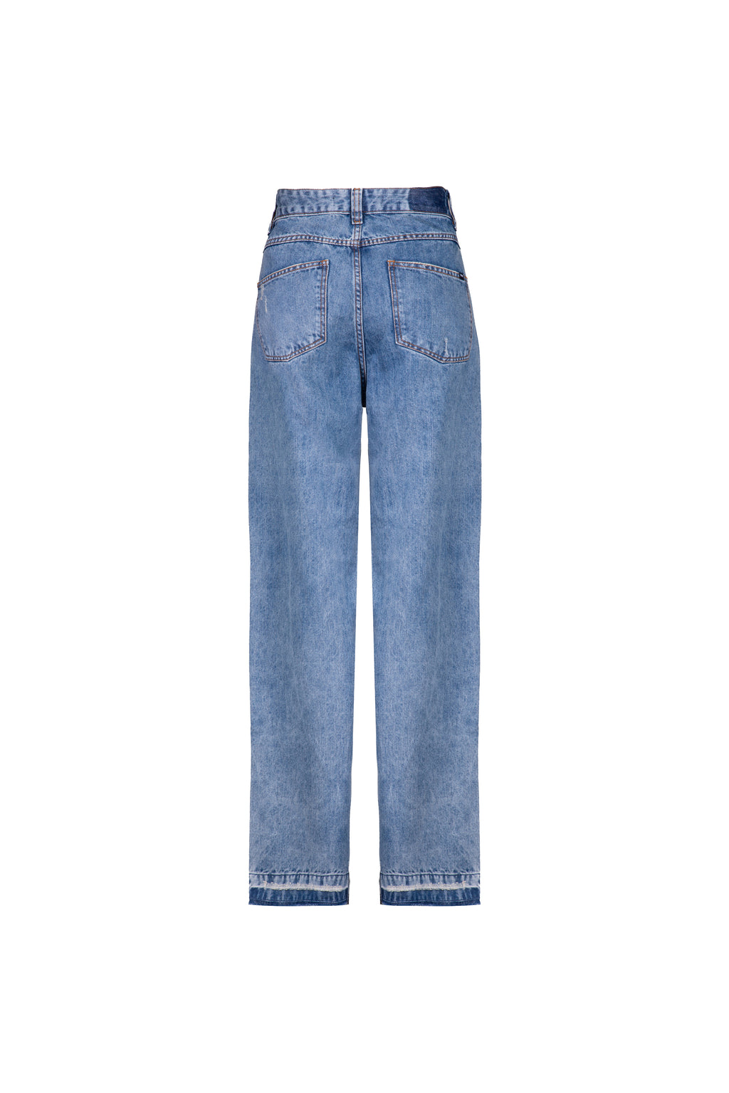 Calça Relaxed Com Barra Desfiada Denim LAVAGEM MÉDIA
