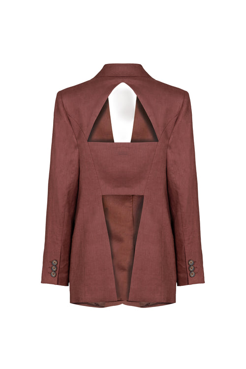 Blazer Com Recorte Traseiros Linho
